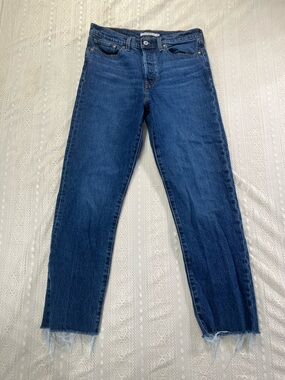 Levi's Wedgie Straight Leg Jeans in Dark Blue Denim